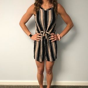 Black and Tan striped romper